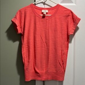 LOFT Vibrant Coral Knit Top